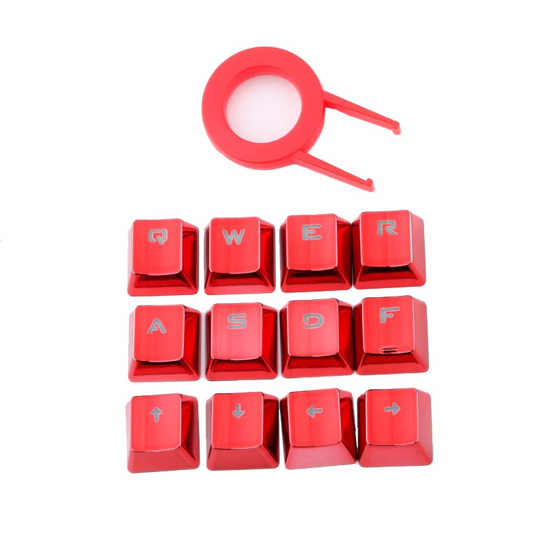 Redragon 12 Keys PBT Double Shot Injection Backlit Metallic Electroplated Red Color Keycaps for Mechanical Switch Keyboards: Red