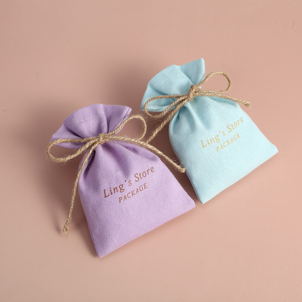 50pcs Drawstring Cotton Burlap Bucket Jewelry Bag Pouch Fit For Wedding Candy Small Pouch Eyelashes Makeup Jewelry Sachet