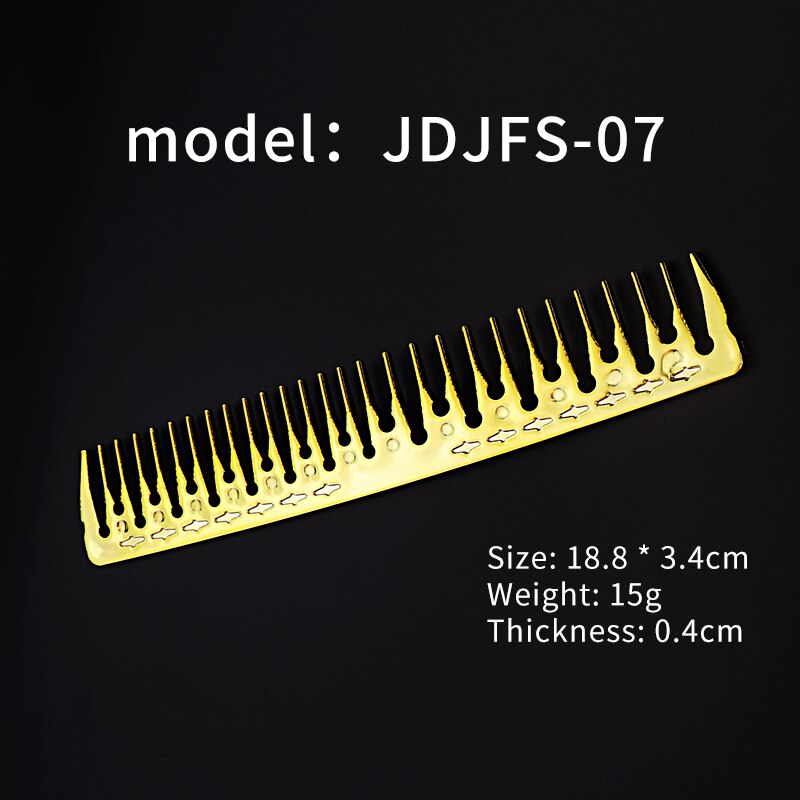 Brosse à cheveux double peigne plaqué or, outil de coiffure pour salon de coiffure, brosse à cheveux emmêlée, peigne à tête d&#39;huile pour barbe, coupe de cheveux, brosse à teinture: JDJFS-07