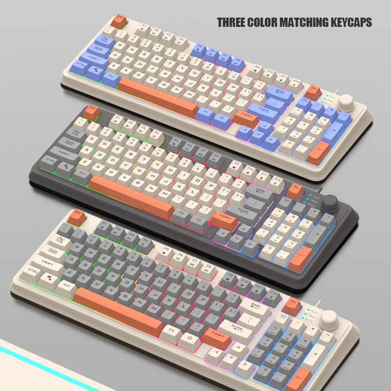 XUNFOX K82 Gamingowa Klawiatura Gamingowa Świecąca Przewodowa USB Komputer Stacjonarny/Notebook Dostępna 19-klawiszowa bezdotykowa pokrętło do regulacji głośności
