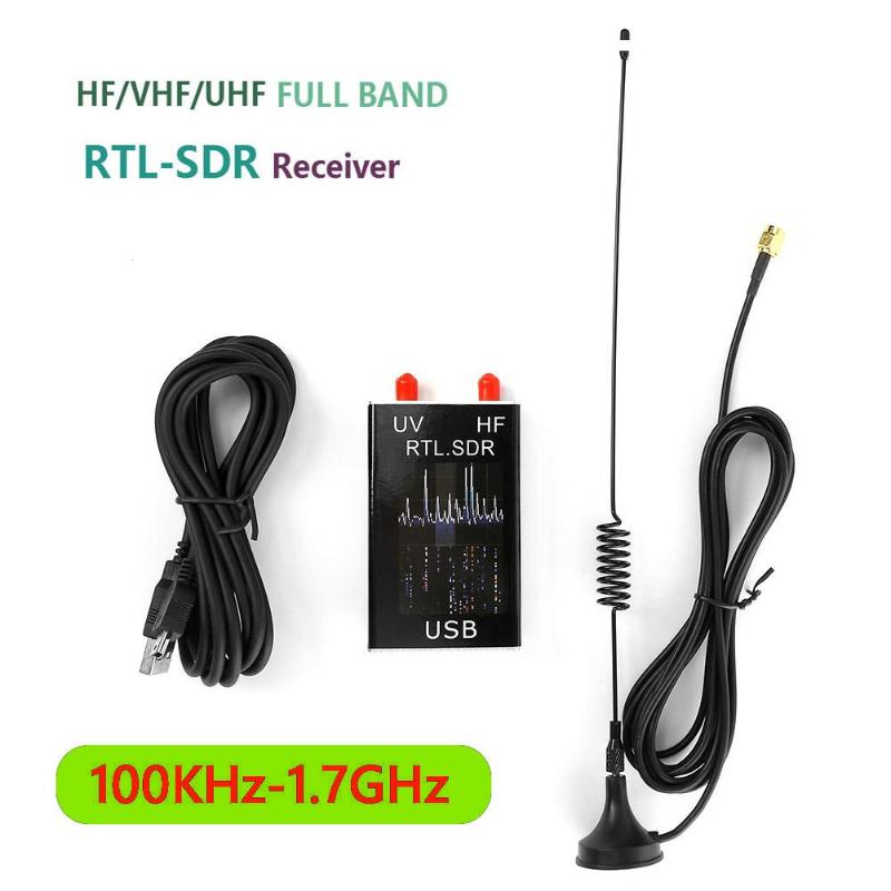 100KHz-1.7GHz Full Band U/V HF RTL-SDR USB Tuner Radio Receiver USB Dongle Analog of Digital Receiving by DIY Test Signals