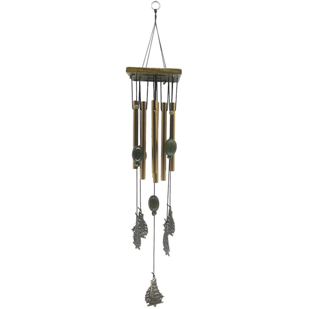 Bois massif plaque carrée carillon de vent rétro 8 tube métal anti-rouille alliage ornements en bois Pegasus voilier papillon artisanat