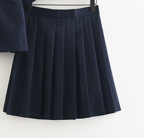 Japanese School Navy Blue JK Uniforms Pleated Skirt Sailor Suits White College Wind Suit Girl Students Uniforms Cosplay Costumes: XL / Short skirt