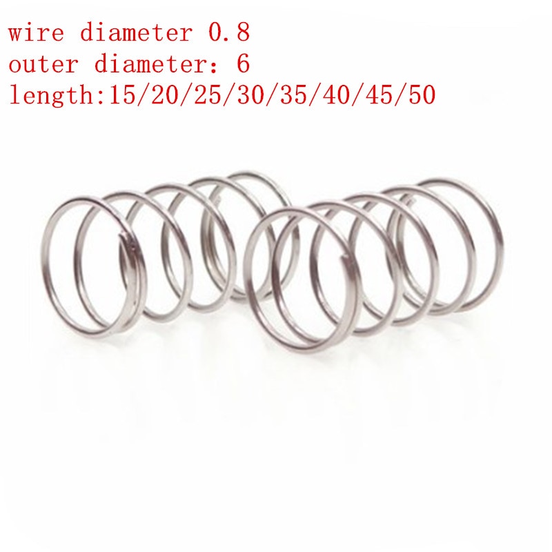 10 Stück Edelstahl-Druckfedern 0,9 Mm Draht, Ø 5-16 Mm, Länge 5-50 Mm – Micro-Kompressionsfedern