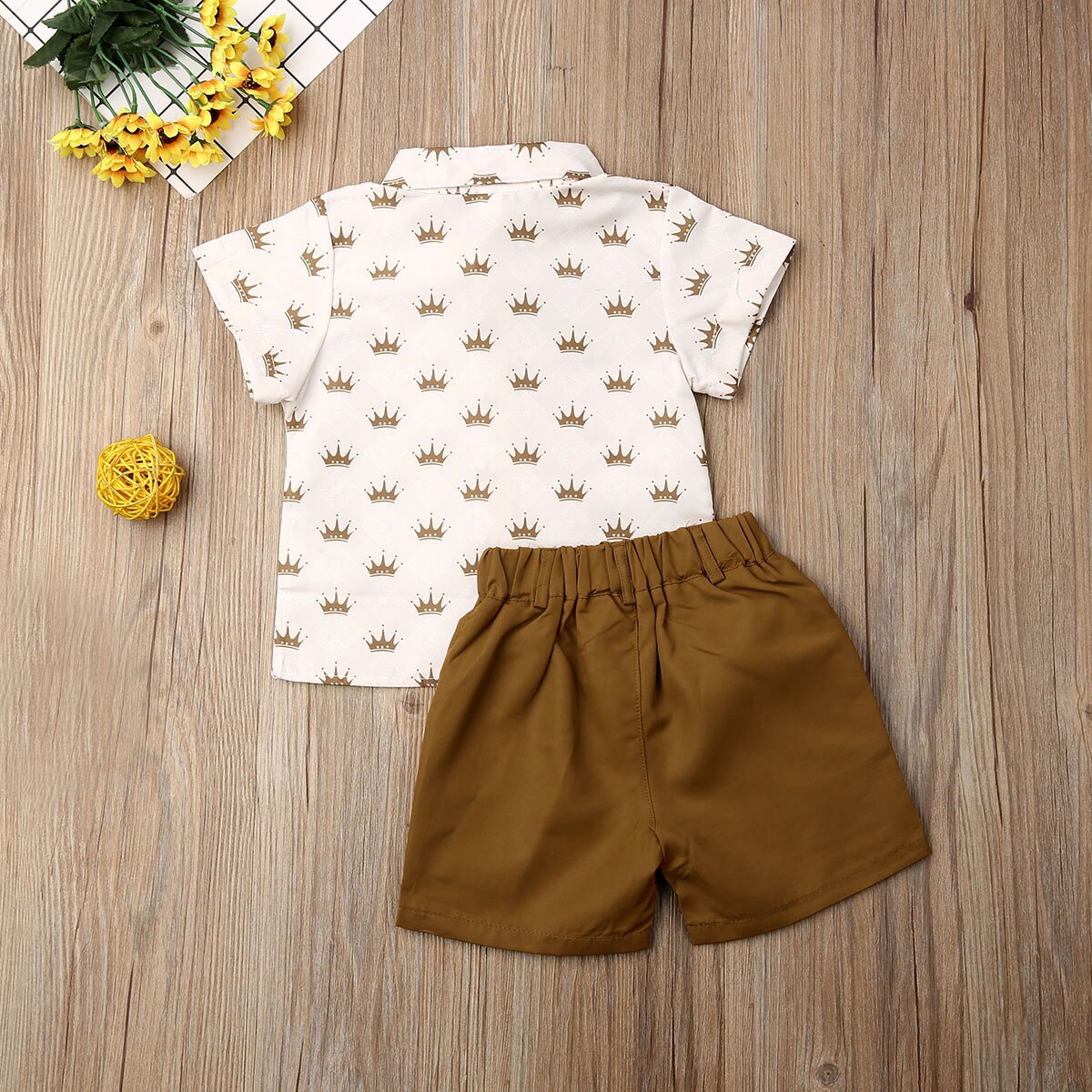 Baby sommer tøj 2 stk småbørn børn baby dreng herre kortærmede t-shirt toppe+bukser shorts krone outfits sæt 1-6t