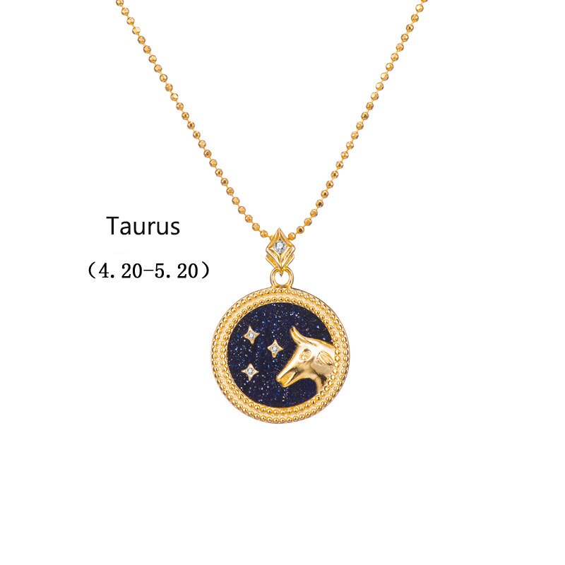 925 Sterling Zilveren Bal Kraal Ketting 12 Zodiac Constellation Horoscoop Medaillon Ketting Verjaardag Ster Teken Valentijnsdag: Taurus