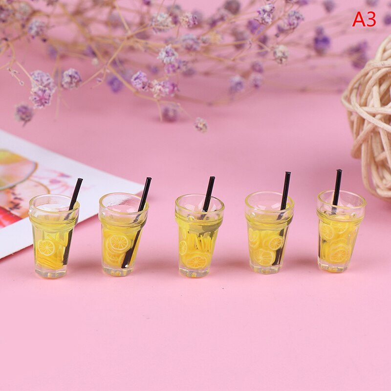 Mini 1:12 Scale Fruit Lemon Simulation Drink For Dollhouse Miniature Toy Milk Tea Drink Doll Food Kitchen Accessories: 3