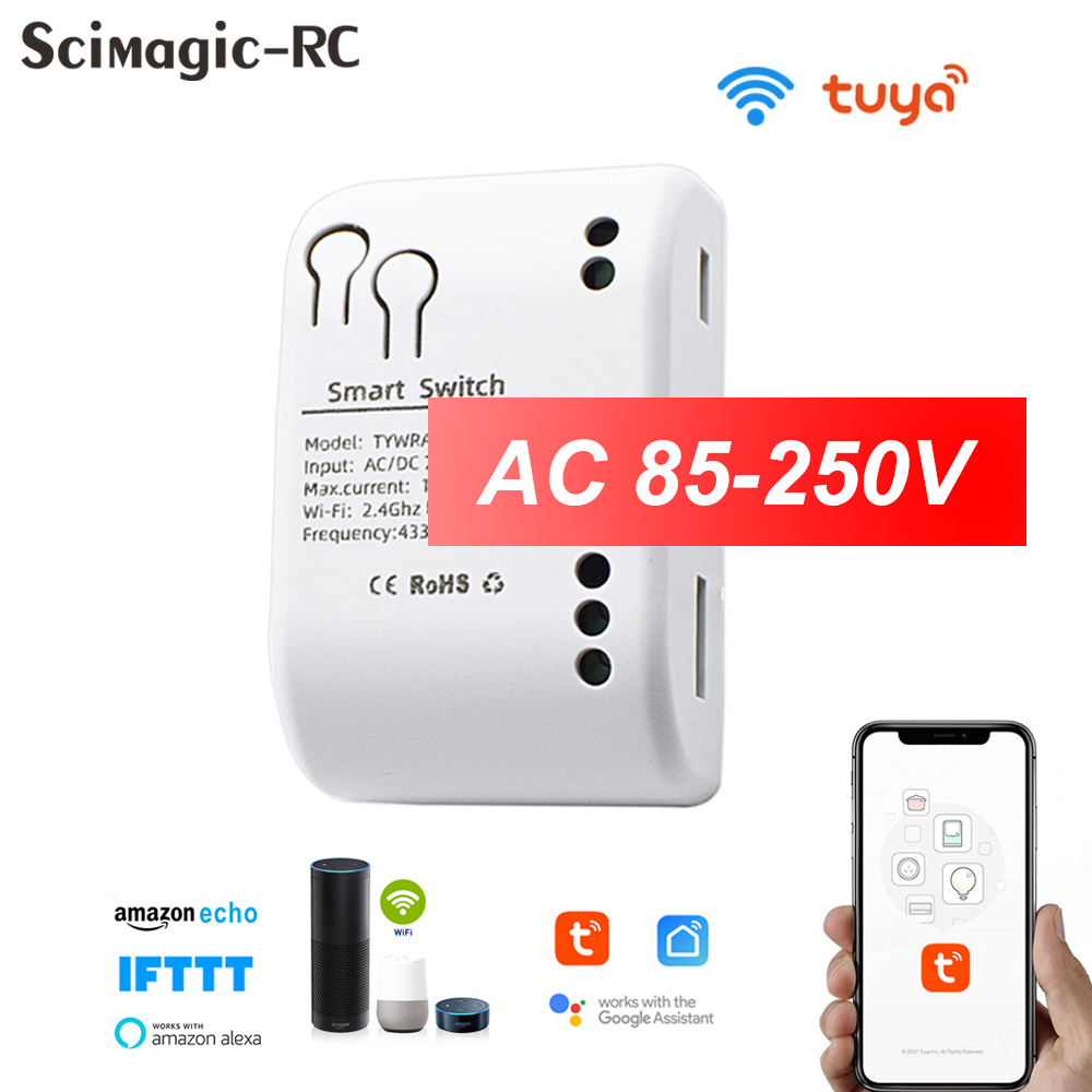 Smart Garage Door Opener RF WiFi Switch Sliding Gate Controller Work With Alexa Google Home SmartLife Tuya APP Remote Control: 1CH 85-250V CASE