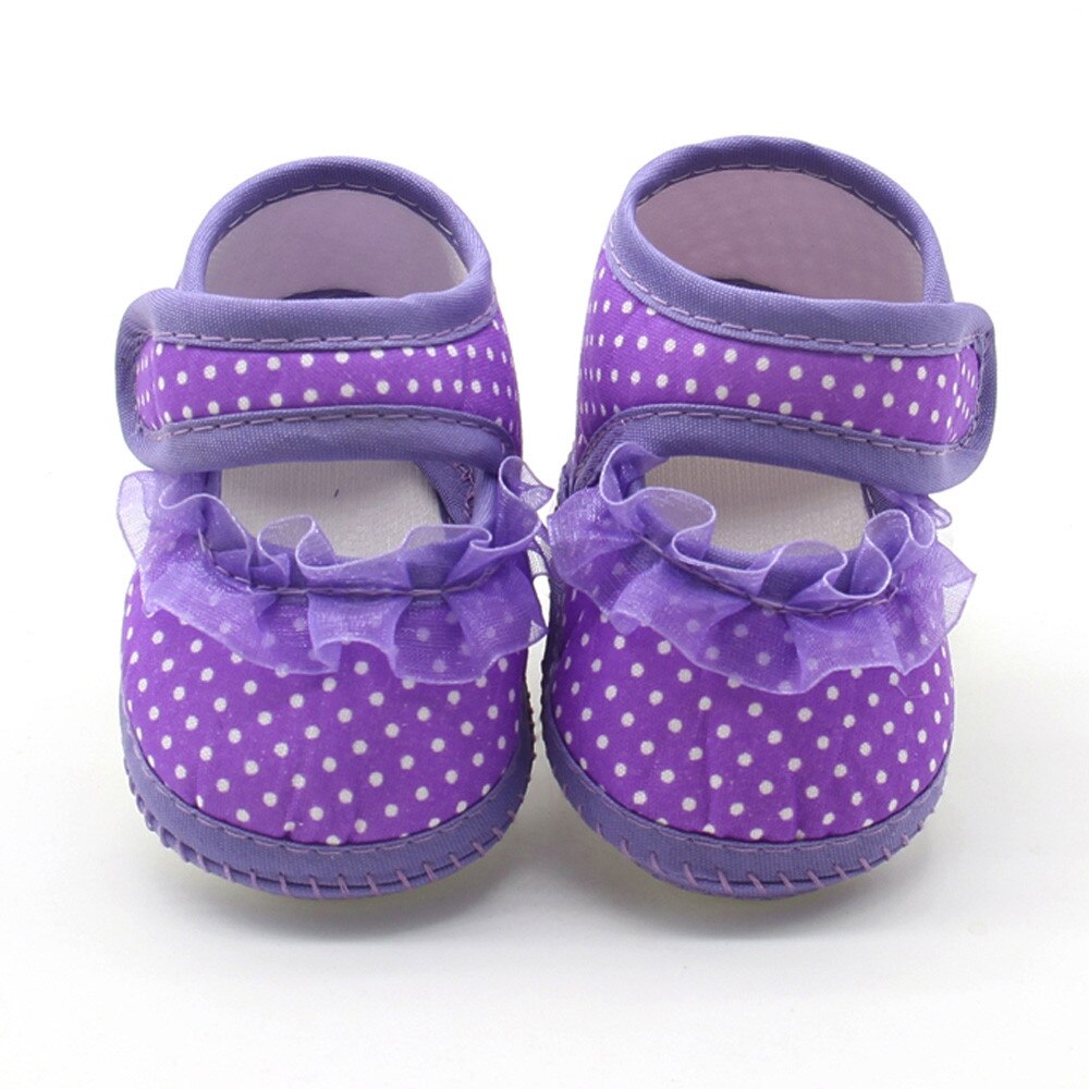 Newborn Infant Baby Dot Lace Girls Soft Sole Prewalker Warm Casual Flats Shoes First Walker Baby Girl Kids Soft Rubber Sole#45: B / 12M