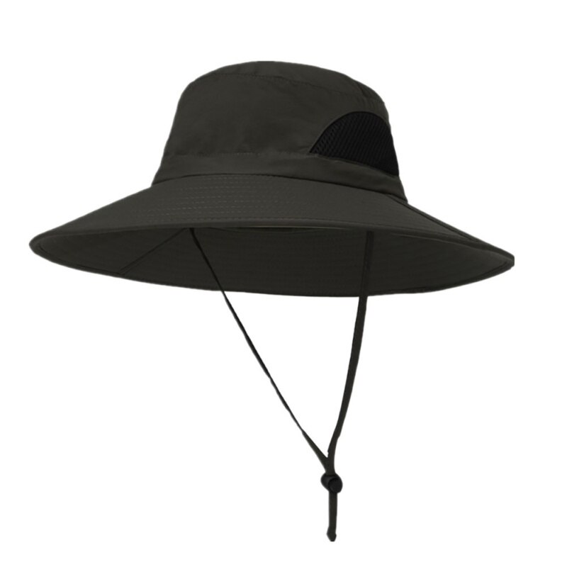 Fisherman Bucket Cap Nylon Wide Brim Sunshade Anti UV Waterproof Folding Outdoor Hat Head Wear With Adjustable Chin Strap: JG
