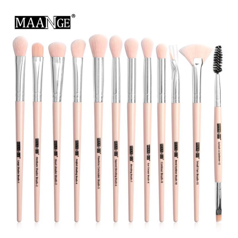 12 Stuks Make-Up Kwasten Set Professionele Nylon Fiber Oogschaduw Blending Eyeliner Wimper Wenkbrauw Borstel Voor Make-Up Tool Maquillaje: 4