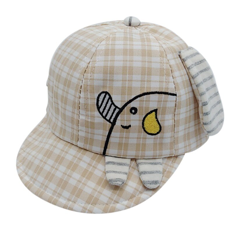 Peuter Sluiting Tape Verstelbare Bal Hoed Baby Jongens Meisjes Baseball Cap Katoen Ademend Plaid Cartoon Print Hoeden