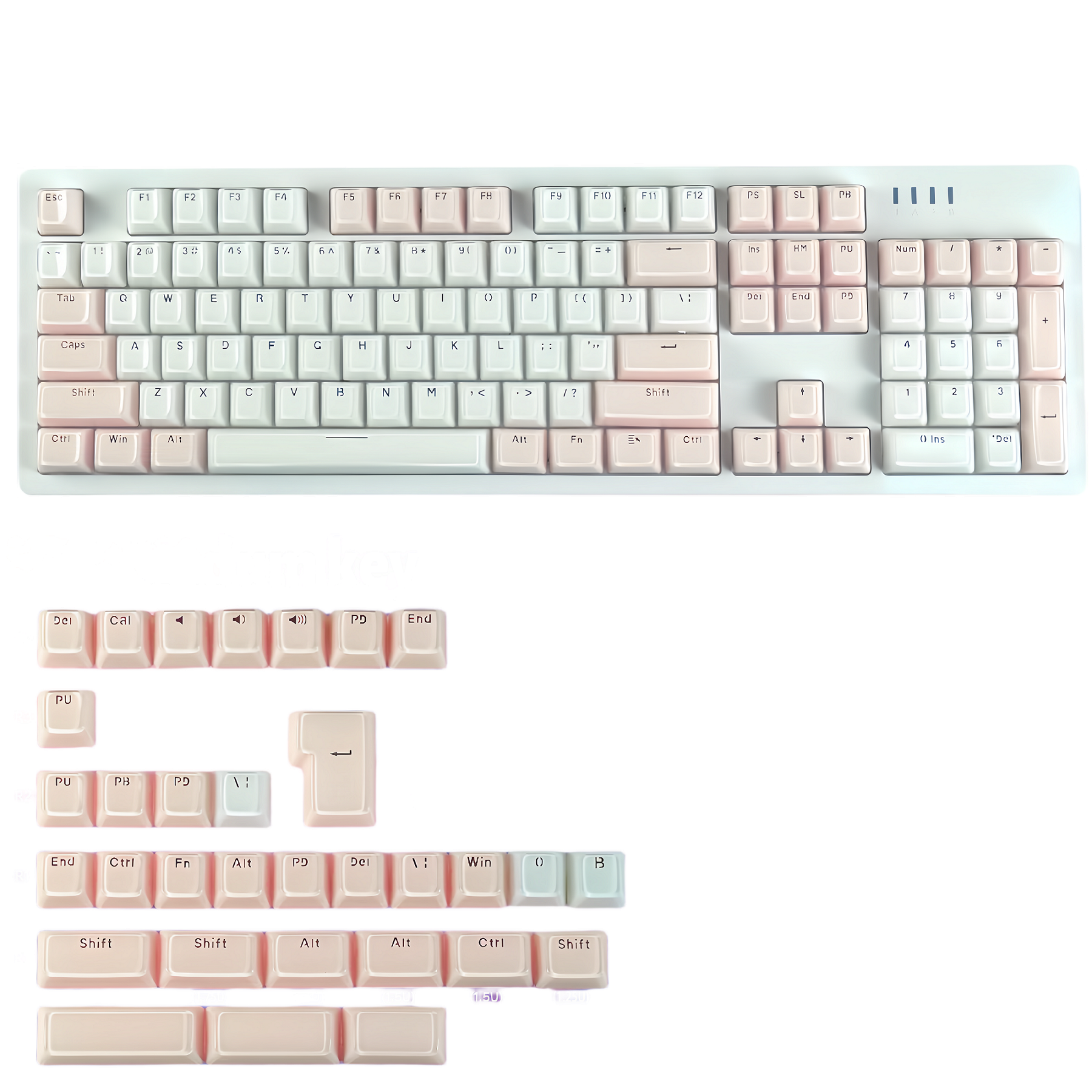 Capuchons de touches translucides ronds en MSI, profil OEM pour clavier mécanique, aucun MX, touches rétroéclairées en cristal de glace, barre d'espace ISO: Kaki