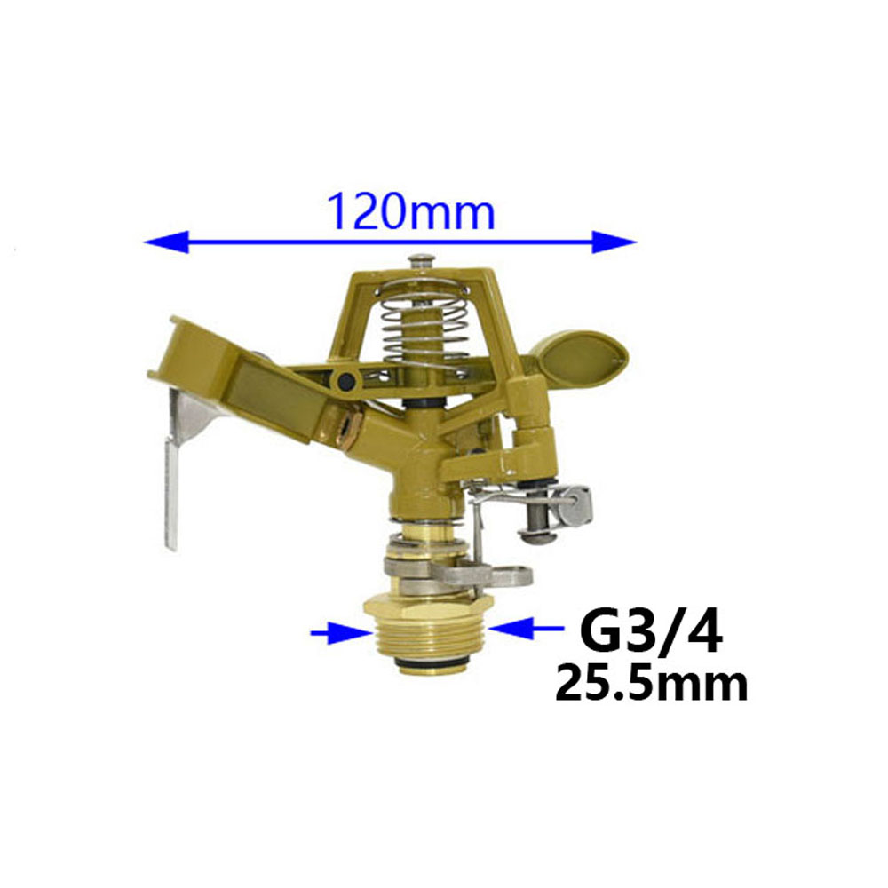 1/2 3/4 inch Metal Pulsating Sprinkler 360 Degree Rocker Arm Rotating Lawn Watering Sprinklers for Garden Irrigation System 1pc: Light Grey