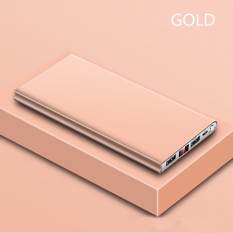 Powerbank 20000 mah, zwei usb-ausgänge, ultradünn, externer akku mit digitalanzeige, tragbares ladegerät