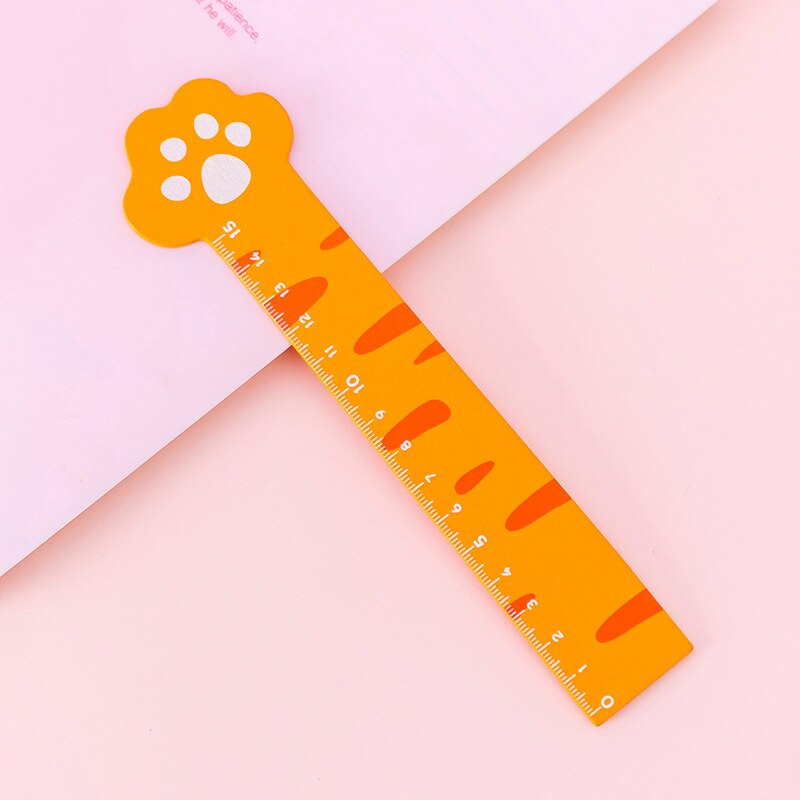 Cat Ruler Kawaii Accessories Cute Ruler Novelty Stationery Patchwork Ruler Cartoon Cute Set of Drafting Rules School Supplies: orange cat paw