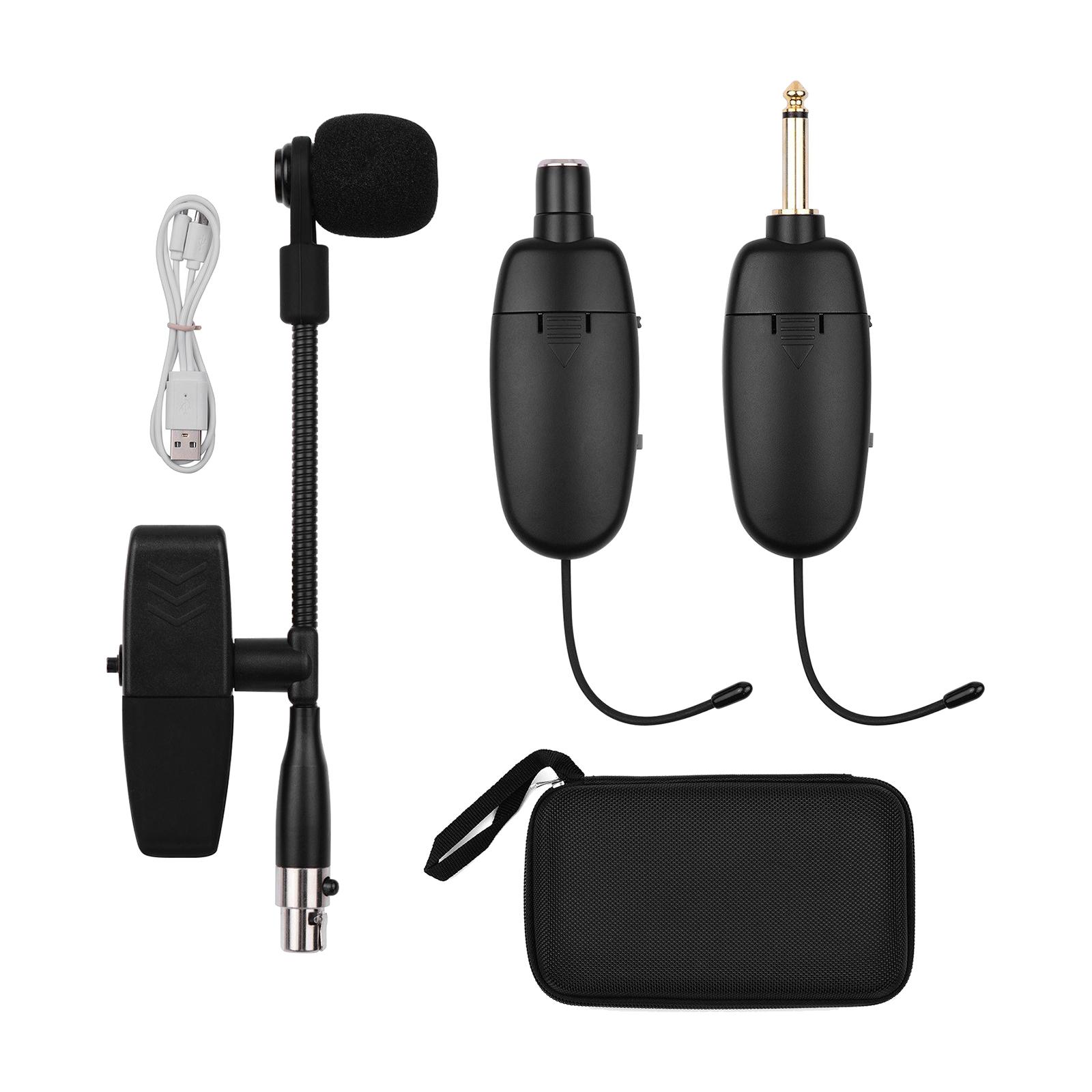 UHF Saxophone Mic Wireless Microphone System Clip on Musical Instruments for Saxophone Trumpet Sax Horn Tuba Clarinet Pipe