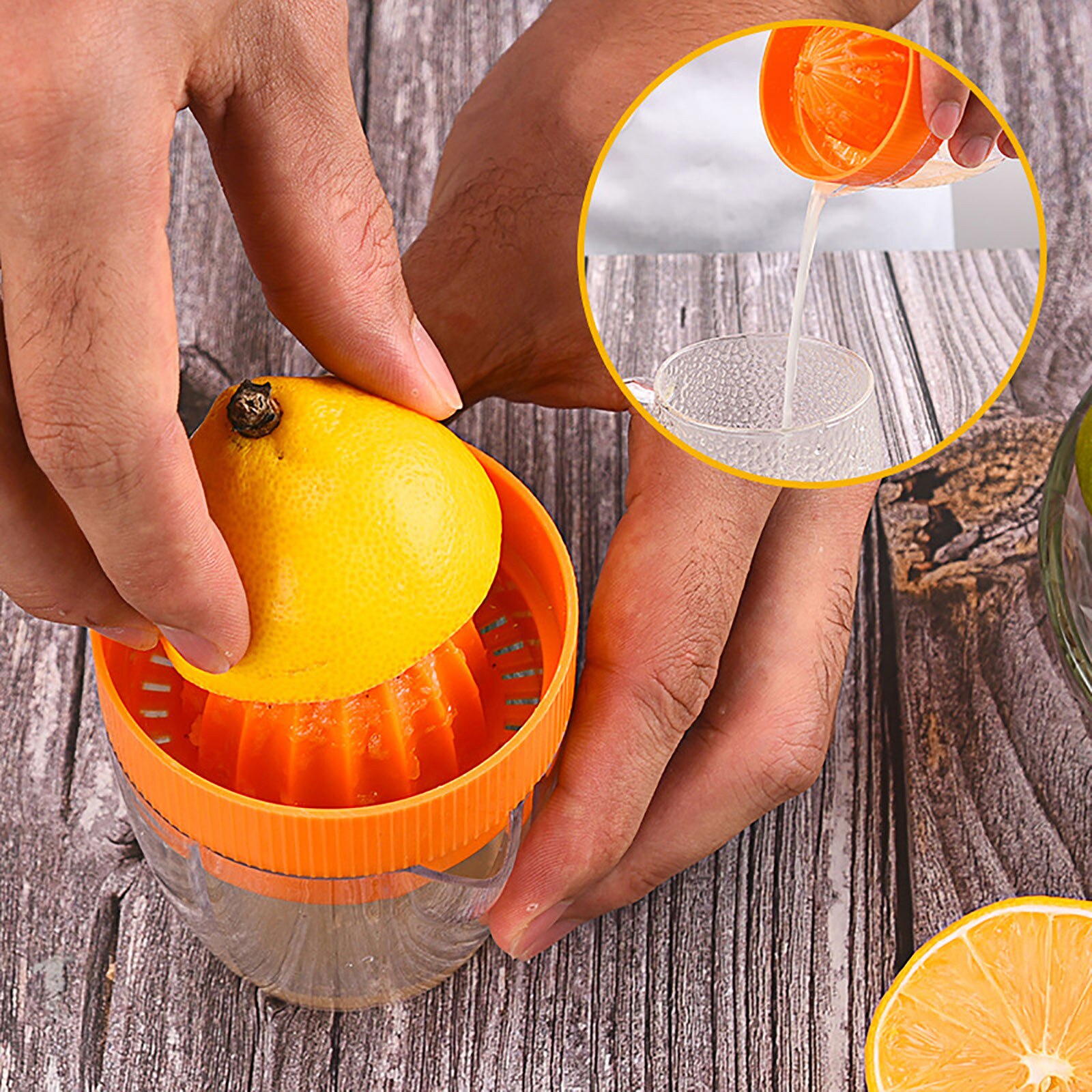 2 in 1 Squeezer Mini Fruit Juice Cup Cooking Tool Household Manual Juicer with Funnel Orange Lemon Juice Squeeze Tool
