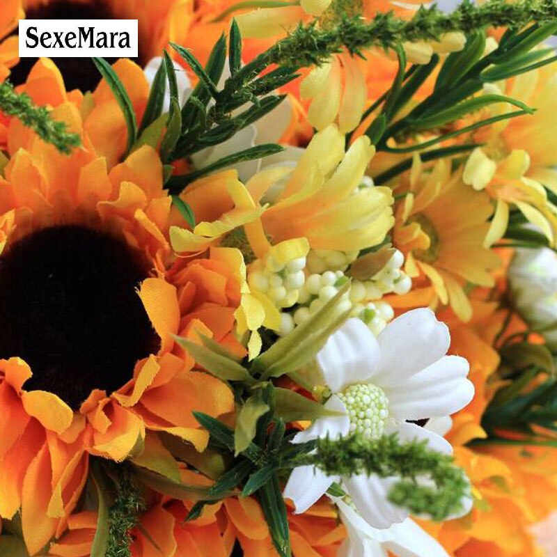 SexeMara Yellow sunflower bride holding flowers artificial flowers wedding wedding bride photo holding flowers