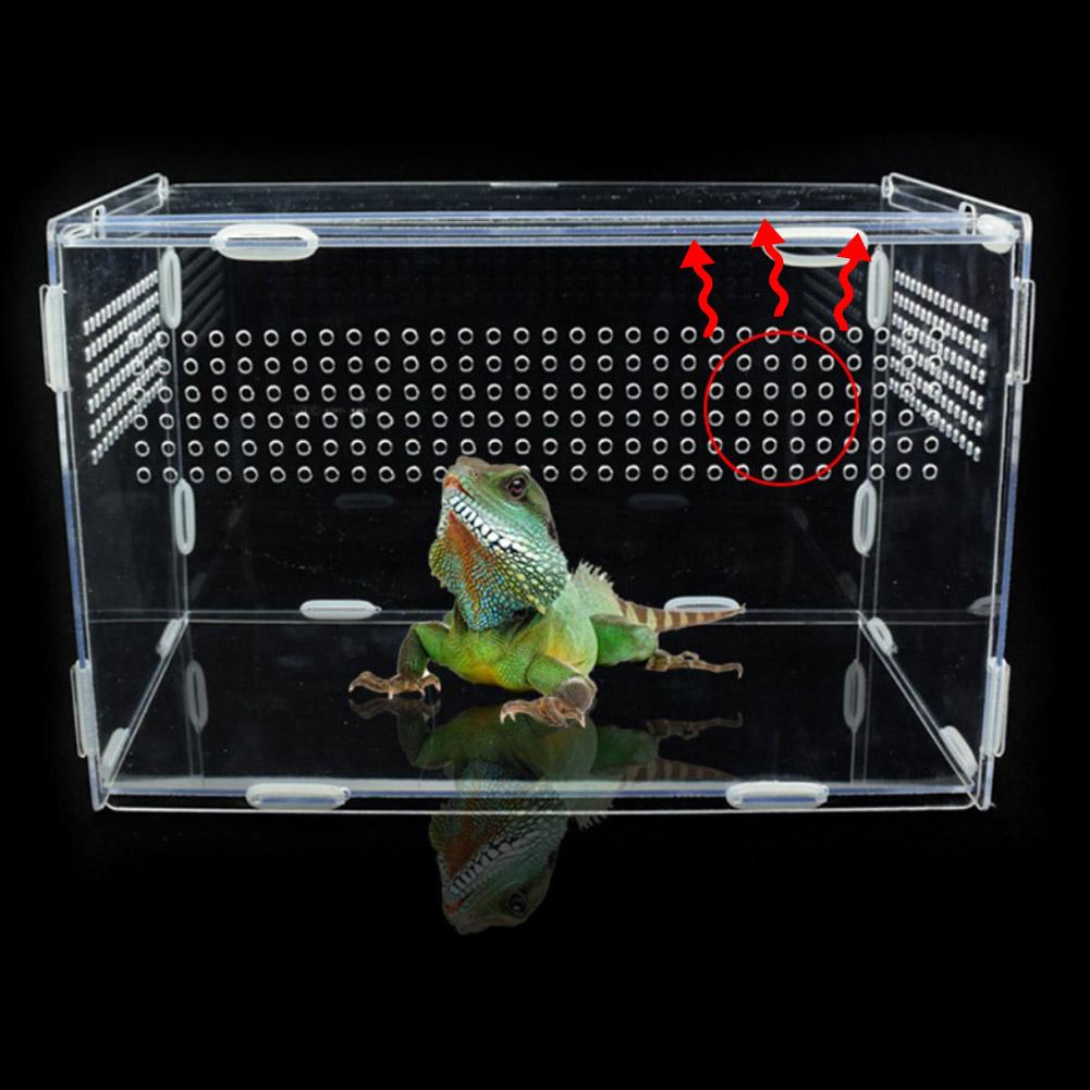 Transparante Acryl Terrarium Reptile Kweekbak Spider Hagedis Kikker Cri Terrarium Reptiel Fokkerij Doos