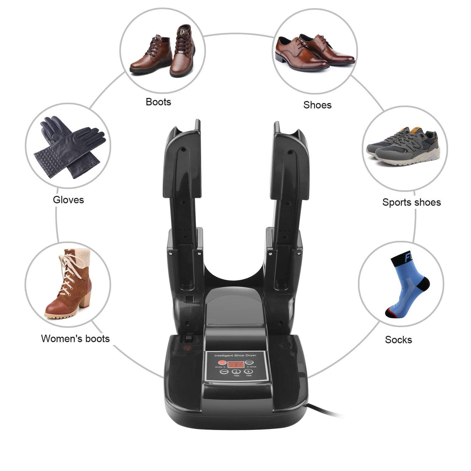 Electric Ozone Shoe Dryer Warmer Ski Boot Dryers Timing Drying with Foldable Stretchable Bracket (US Plug)