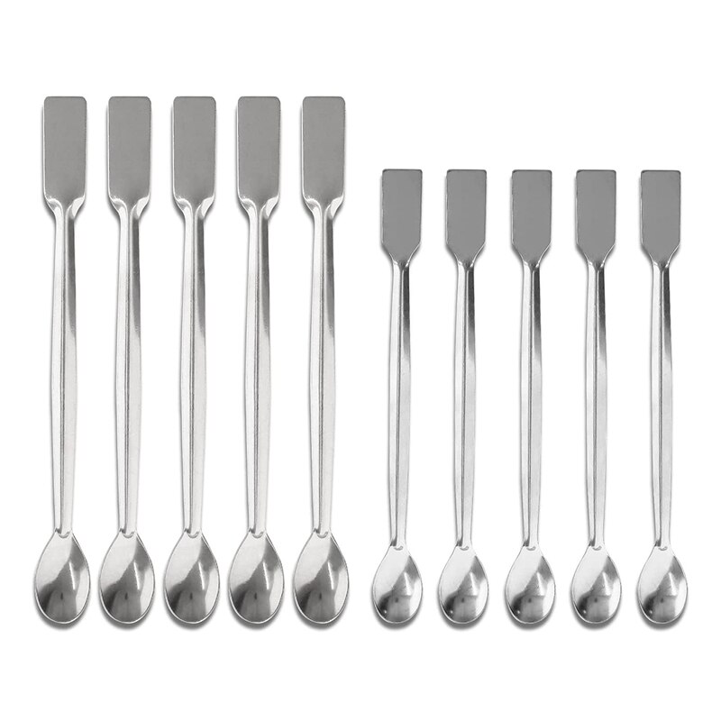 Stainless Steel Lab Scoop 10 PCS Double Ended Lab Spoon Mini Laboratory Spatula For Reagent Sampling Mixing Measuring: Default Title