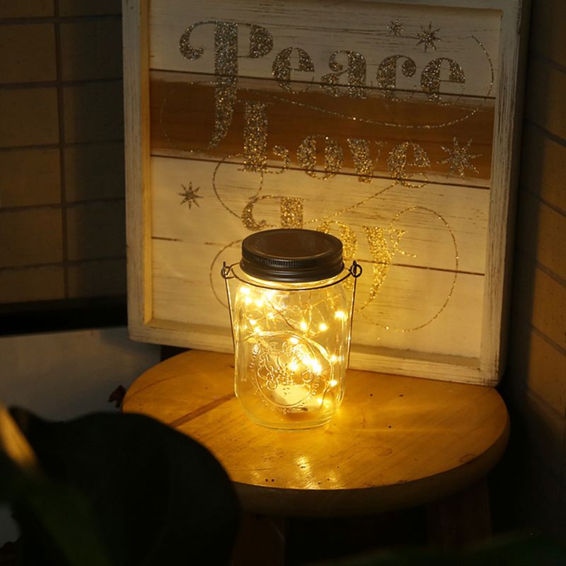20 LED Solar Fairy Xmas Light Lamp Mason Jar 2M Warm White Lights Hanging Lantern Outdoor Patio Garden Decor T8WE