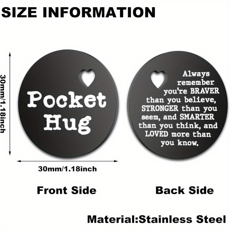 Portachiavi a doppia faccia in acciaio inossidabile con gettone per abbraccio tascabile da 1 pezzo