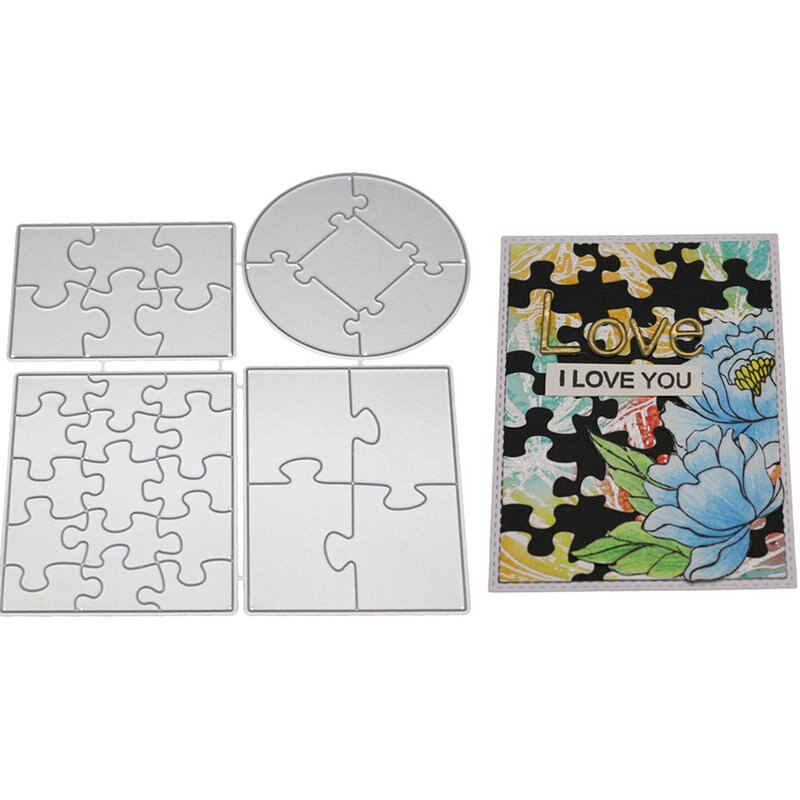 4pc Puzzle Frame Metal Cutting Dies Paper Cards Embossing Steel Die Cut Stencils For Diy Decor Craft Scrapbooking for Baby