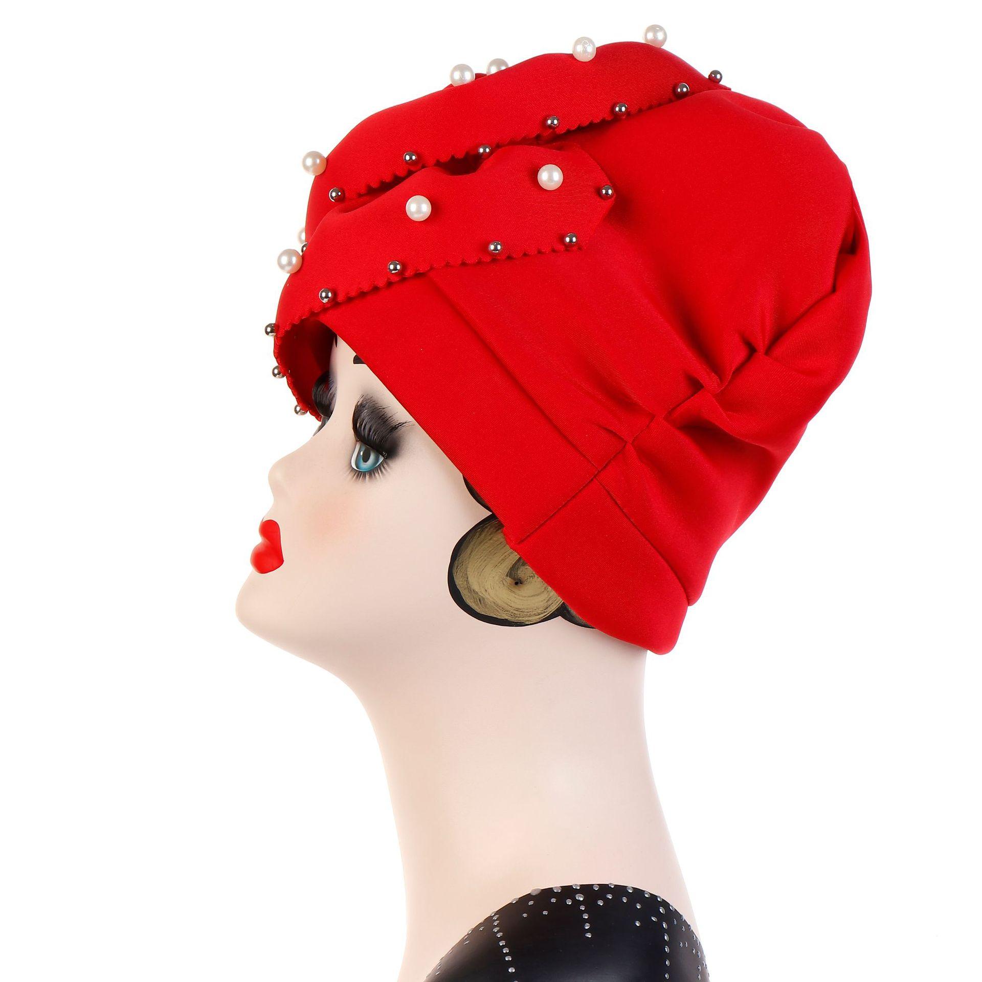 Bonnet indien fleur pour femmes musulmanes | Bonnet perte de cheveux, couvre-tête perlé Turban Cancer, mancherons, chapeaux islamiques pour femmes,