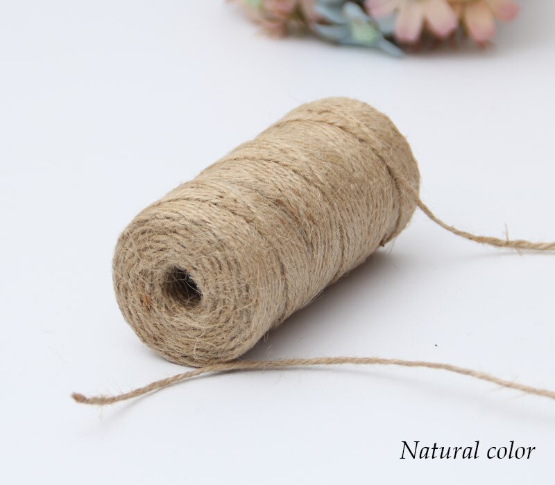 100M Natural Burlap Hessian Jute Twine Cord Hemp Rope Party Wedding Wrapping Cords Thread DIY Scrapbooking Craft Decor: natural color