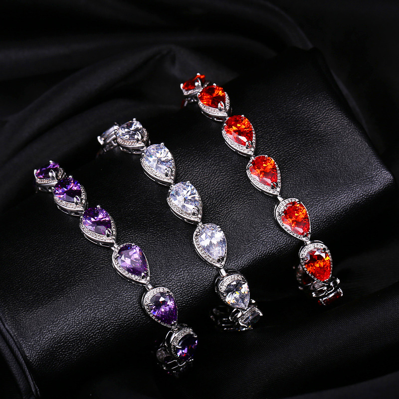 CWWZircons 2024, accesorios de para mujer, pulsera de piedra CZ con forma de gota de agua de circonia cúbica de lujo para joyería de boda nupcial CB135