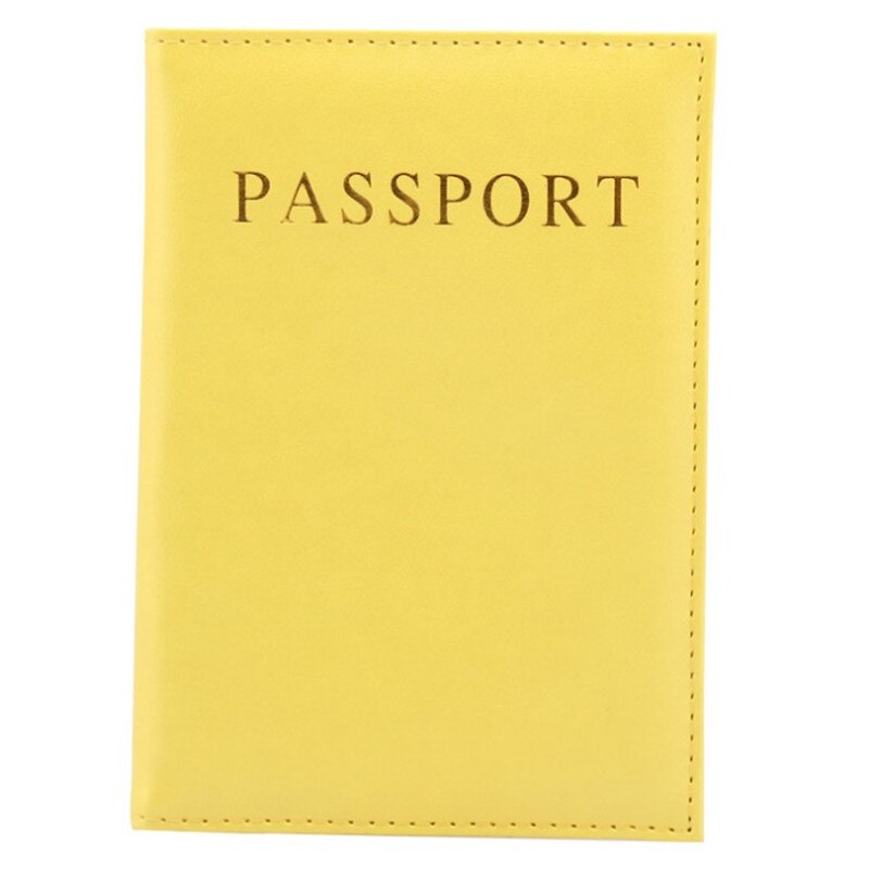 Universellt resepassfodral dam pu läder söt rosa hållare pass härlig tjej passfodral reseskydd skydd: Gul