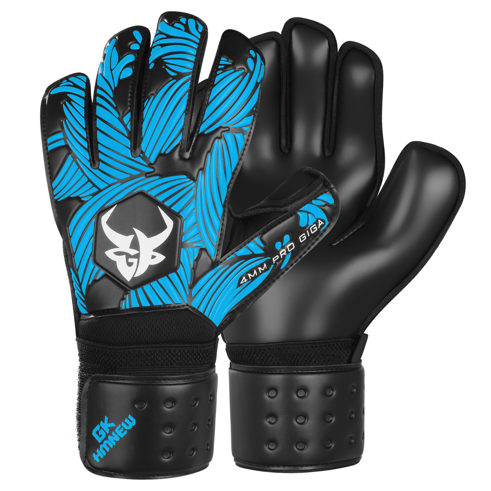 Keeper Keepershandschoenen Voetbalhandschoenen met sterke grip, vingerbescherming en 4+3MM latex voor kinderen, jeugd en volwassenen: Blauw / 4G