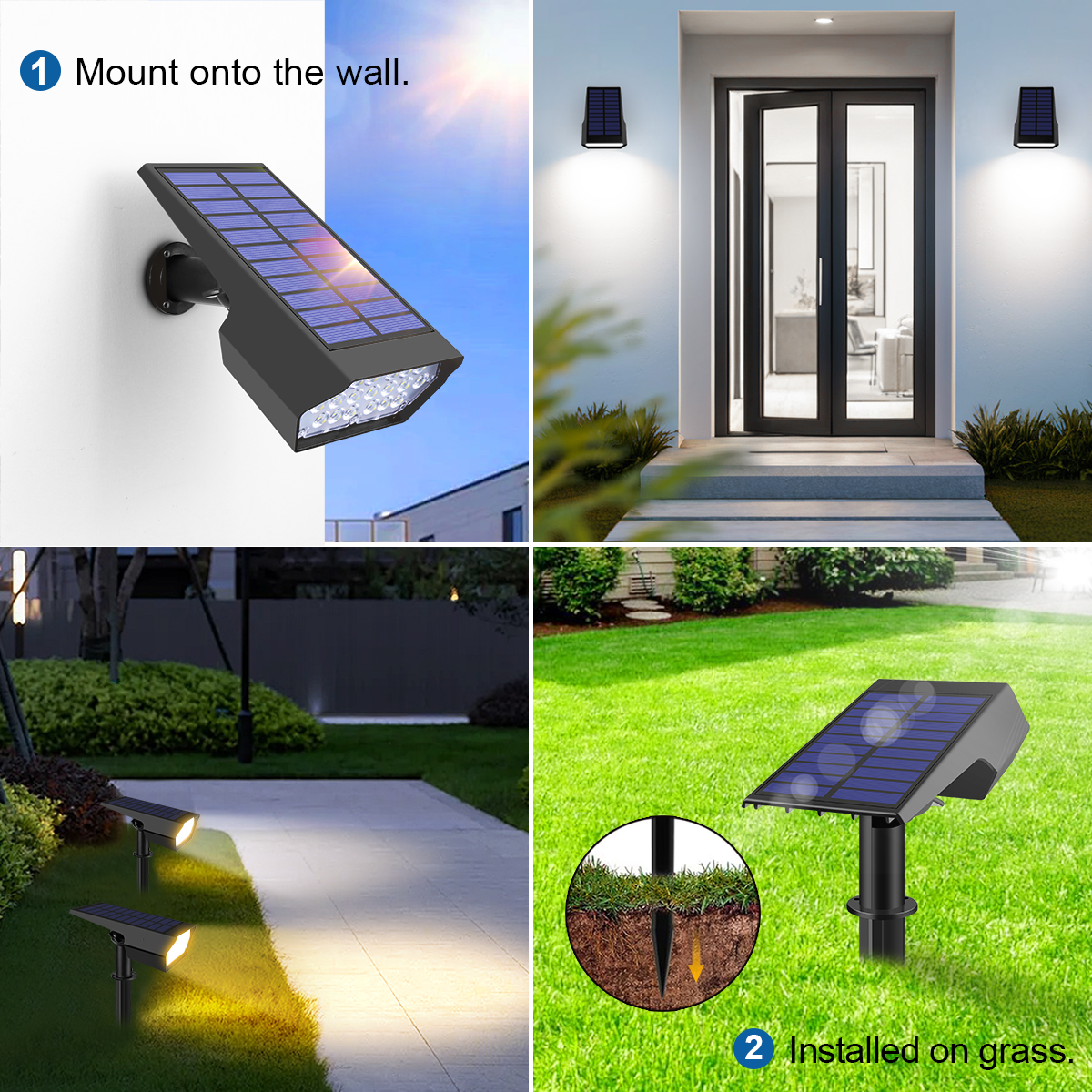 Solarstrahler für den Außenbereich, Garten, Weg, Rasen, Landschaft, wasserdicht, schnee-/hitzebeständig, Umweltschutz, Energieeinsparung