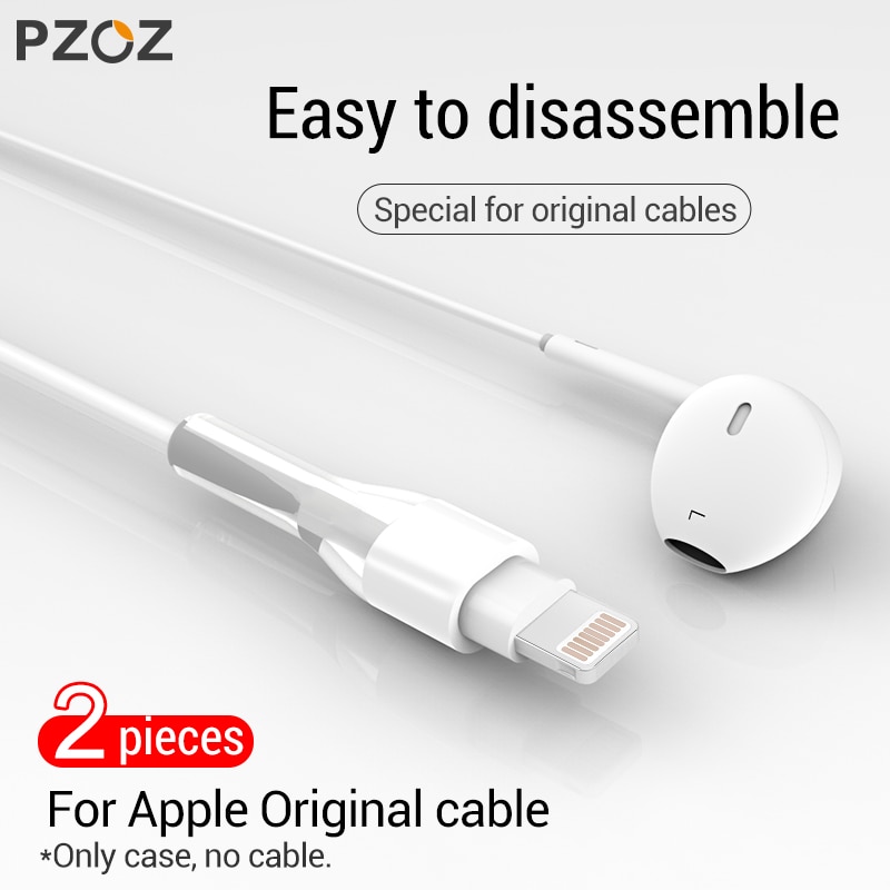 PZOZ 2Pcs Protector de Cable para iPad iPhone cargador USB typeC cable Original para iPhone 11 8 7 6 6s plus 5 Cable protección envolvente