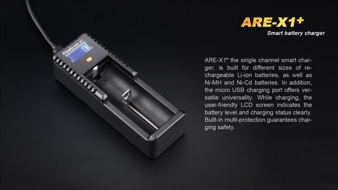 Fenix ARE-X1 + Slimme Lcd-scherm Ion USB Intelligente Acculader voor 18650 26650 AA AAA