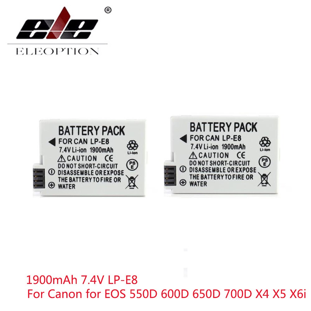 1900Mah 7.4V LP-E8 LPE8 Lp E8 Batterij Voor Canon Eos 550D 600D 650D 700D X4 X5 X6i x7i T2i T3i
