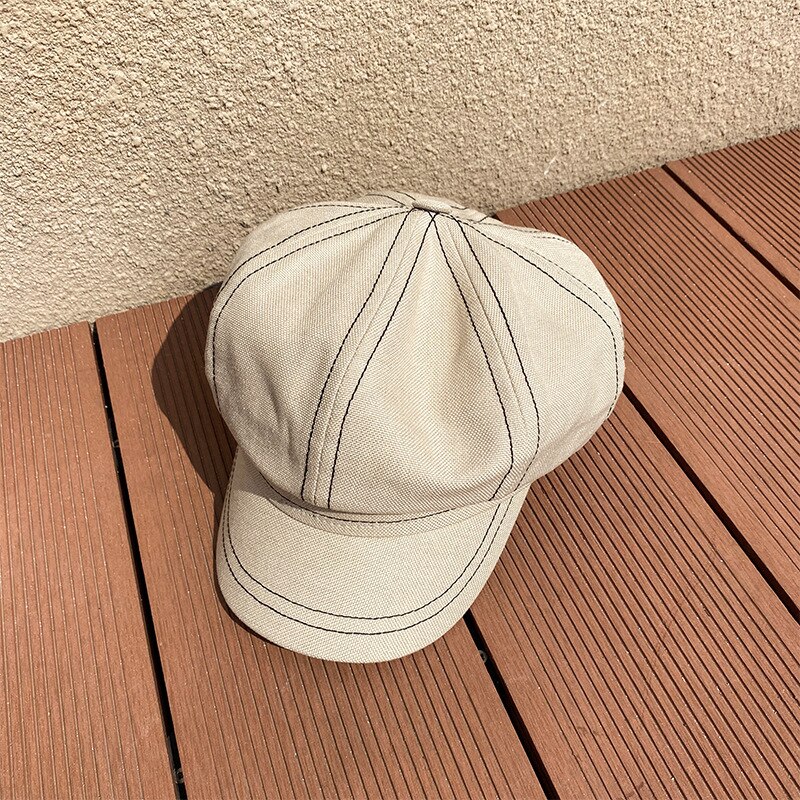 Octagonal cap female British thin black Beret han edition tide restoring ancient ways joker Japanese open wire newsboy beret: Pink