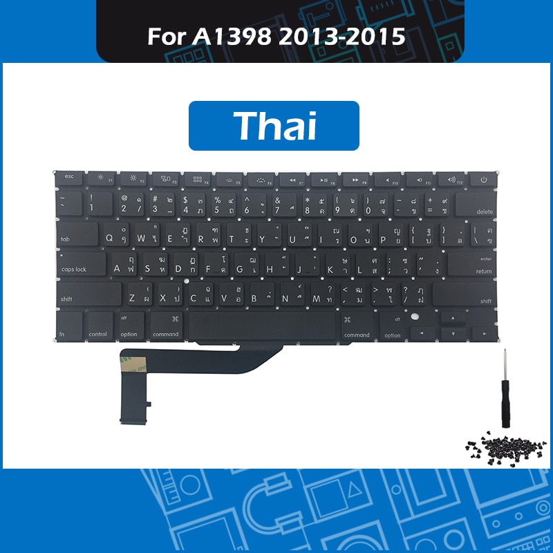 Laptop A1398 Vervanging toetsenbord Thai Layout Voor Macbook Pro Retina 15-inch Thailand toetsenbord Late Mid mid