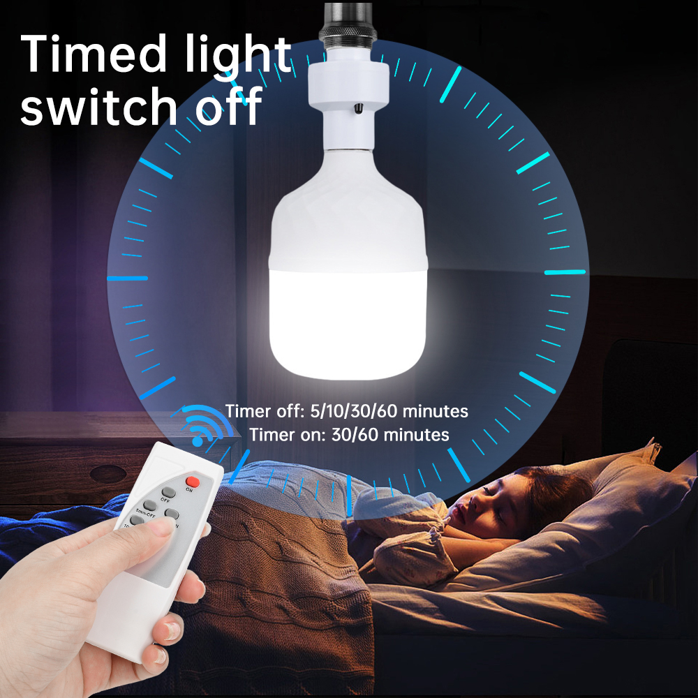 Wireless Remote Control E27 Lamp Holder AC85~265V 100W Lamp Socket With 5-60min Timing Remote Controllor For Living Room Bedroom