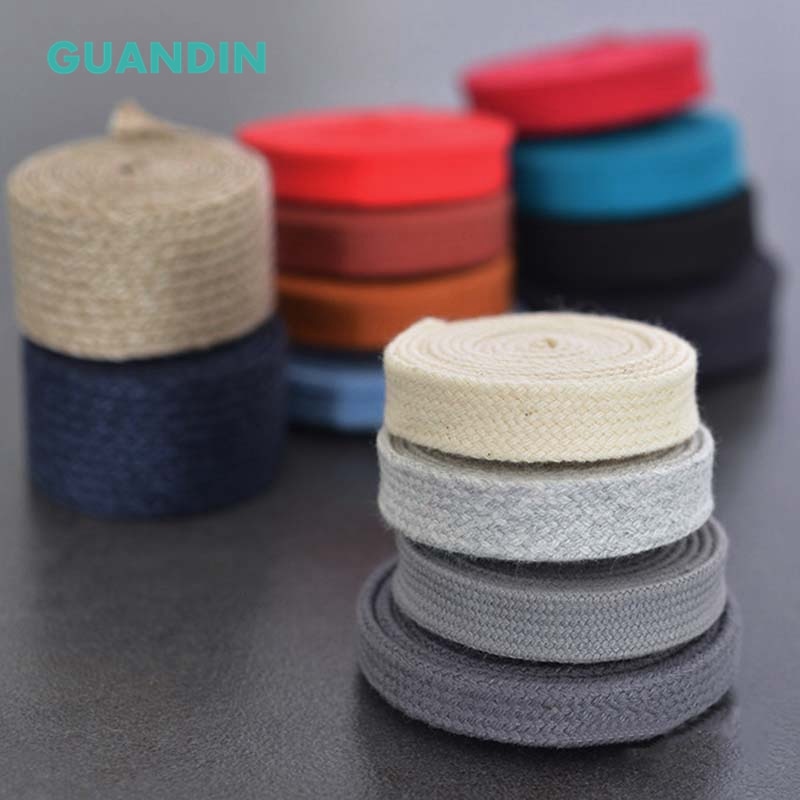 GUANDIN-corde plate en coton de couleur, corde pour travaux manuels bricolage ficelle plate en coton pour sacs, vêtement, chaussures, pantalons, casquettes/1yard/pièce