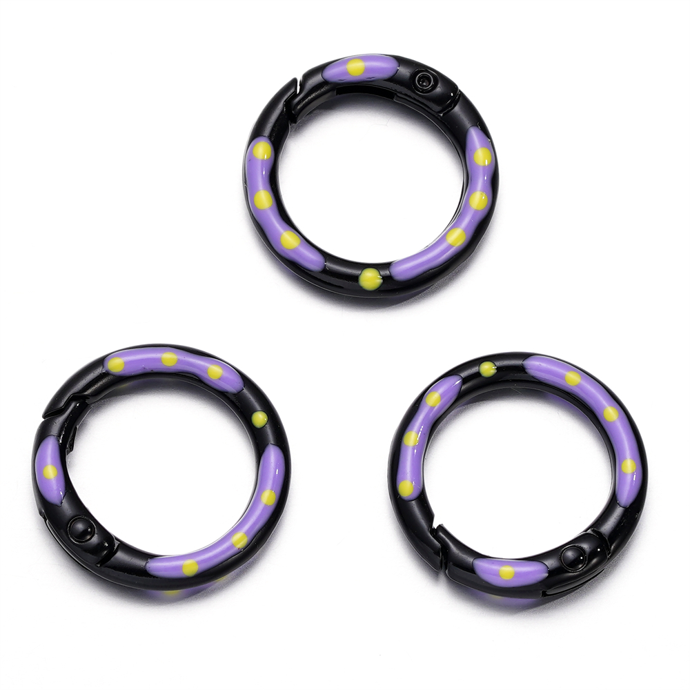 5pcs/lot Multicolor Metal Round Ring Spring Clasp Carabiner Keychain Clips Hook Dog Chain DIY Jewelry Buckle Connector Supplies: black