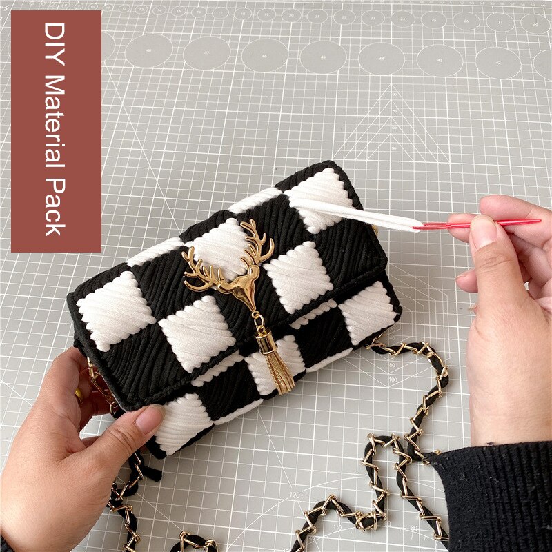 DIY Weaving Bag Grid Handmade Materials Package Handcraft Shoulder Bag Making Supplies Woman Bag Selfmade Sewing Accessories