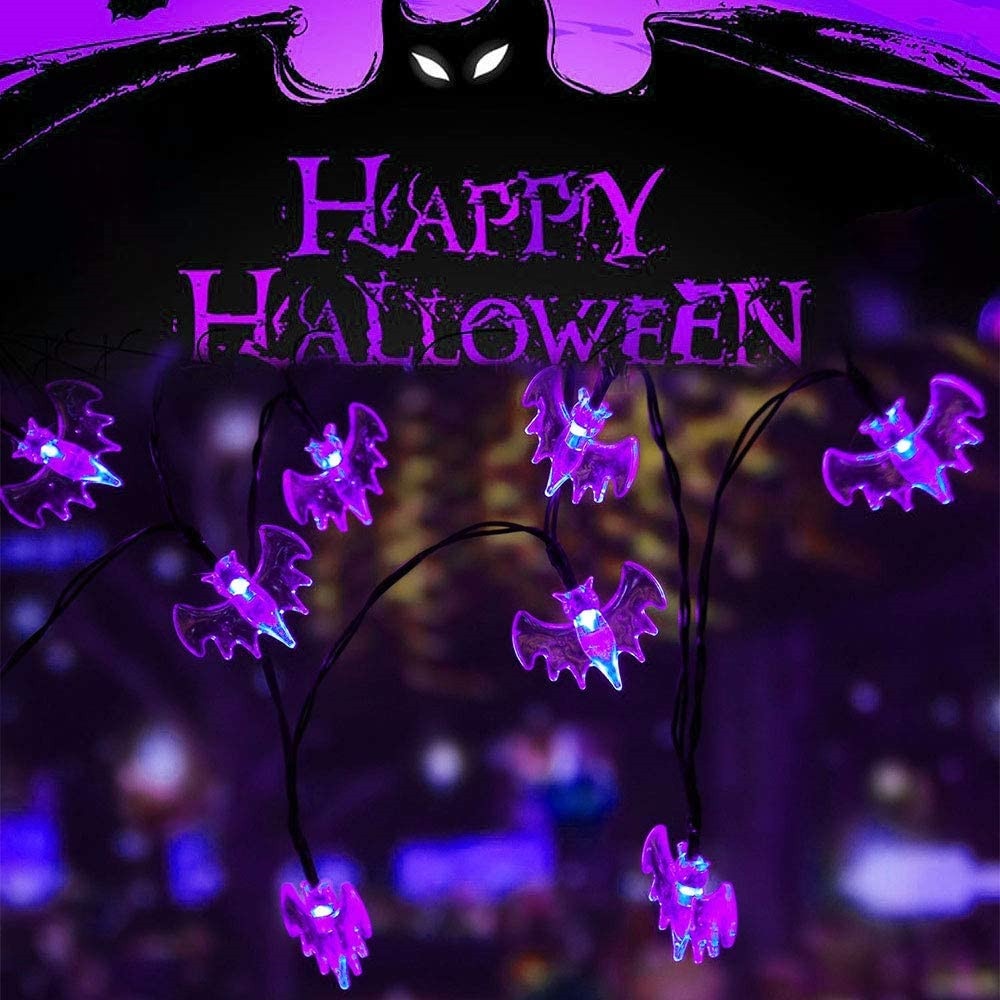 10/20/30leds Halloween Bat Light String Solar/Battery Powered Bats Fairy Lights for Christmas Year Home Party Decor