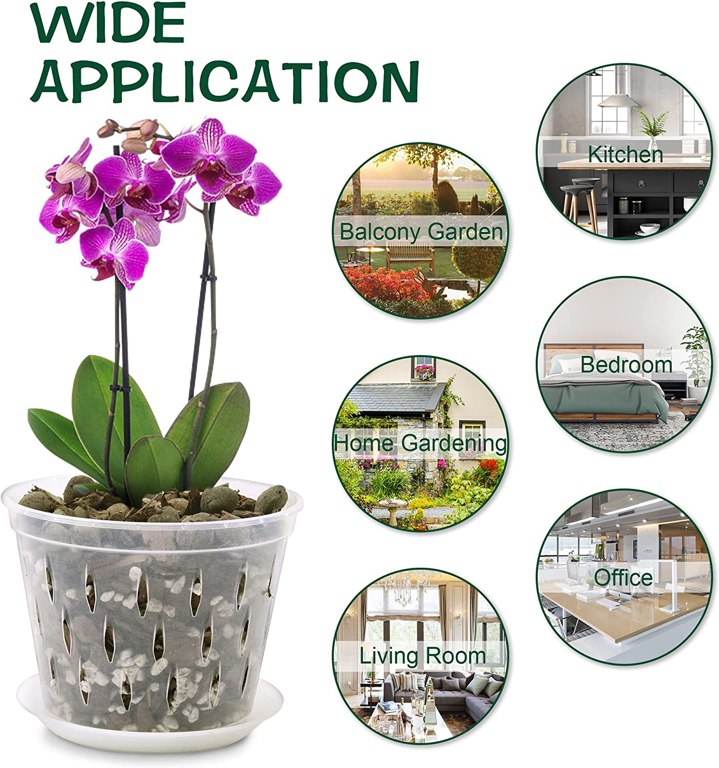 Maceta transparente para orquídeas, macetas de plástico para Control de raíces con agujeros, contenedor transpirable para crecimiento de plantas, suministros de jardín, 5 uds.