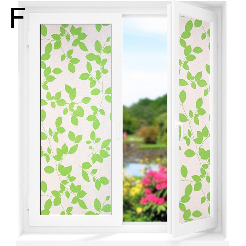 Película de Ventana de vidrio opaco esmerilada con flores de 45cm * largo y 100cm para privacidad de ventanas pegatinas de vidrio adhesivo decorativo para el hogar: F