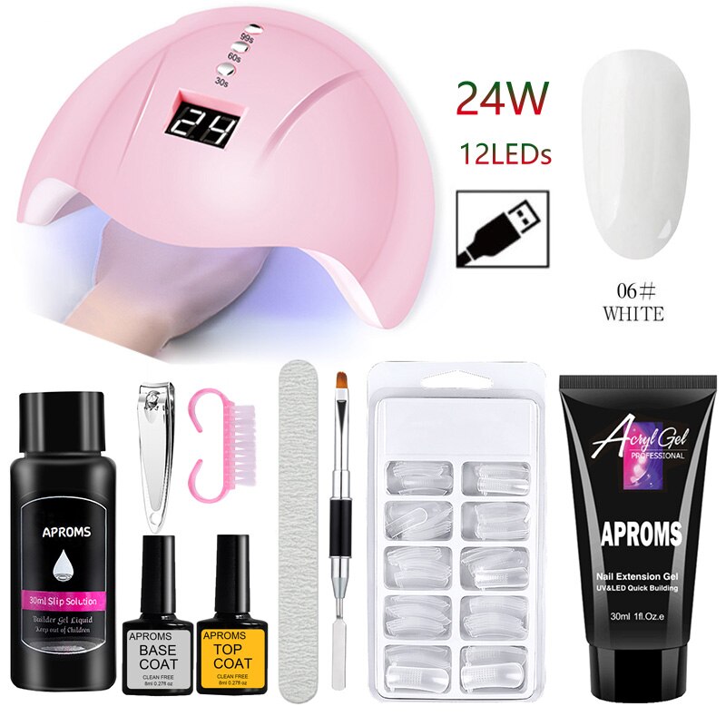 UV LED Nagel Lampe Poly Nagel Gel Erweiterung Nagel einstellen 30ML Poly Nagel Gel UV Nagel Gel Baumeister Manikübetreffend einstellen Salon Nagel Trockner Nagel Bausatz: Poly Gel 6 Mini 5A