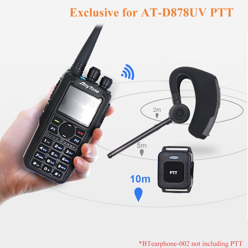 Bluetooth Oortelefoon Walke Talkie Oortelefoon Voor Anytone Dmr Radio AT-D878UV Plus Serie