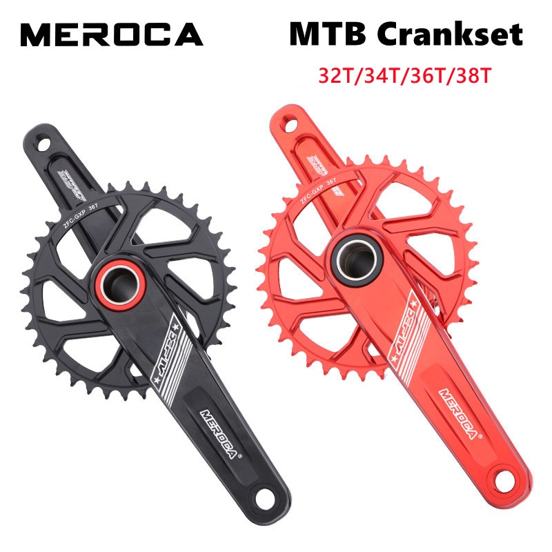 MEROCA MTB Crankset 170mm GXP 32/34/36/38T Narrow Wide Chainring Aluminium Alloy Mountain Bike Crank Set GXP Crank